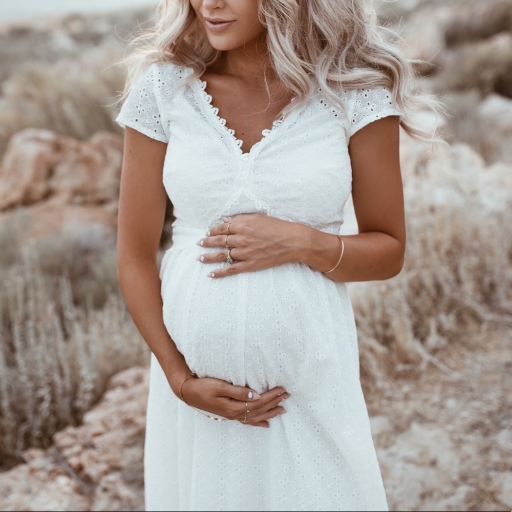 ASOS White Eyelet Dress Size 12 or Maternity